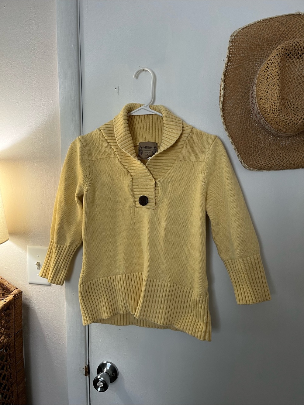 Ruff Hewn Yellow Shawl Collar Sweater